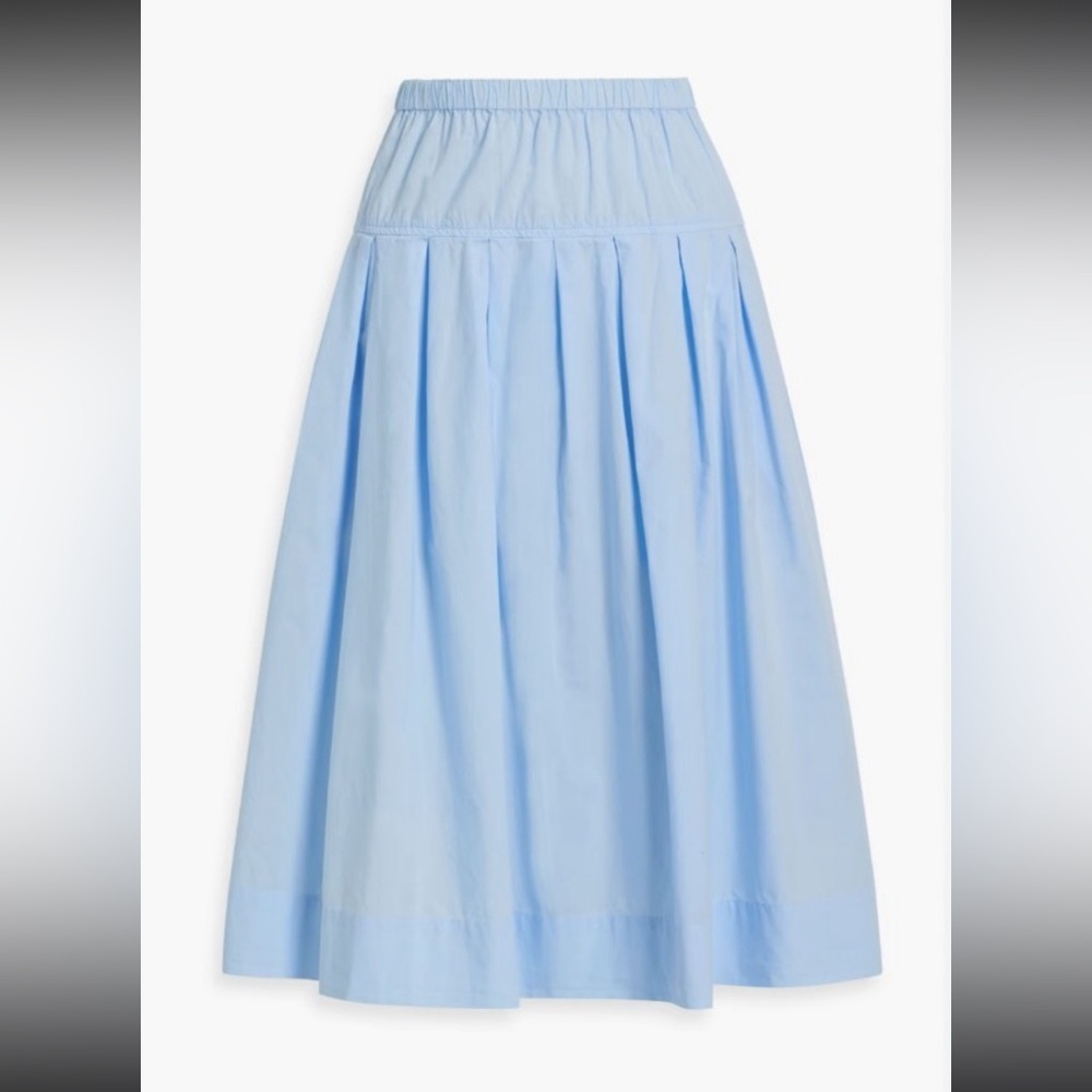 Alex Mill cotton blue pleated poplin midi skirt size S